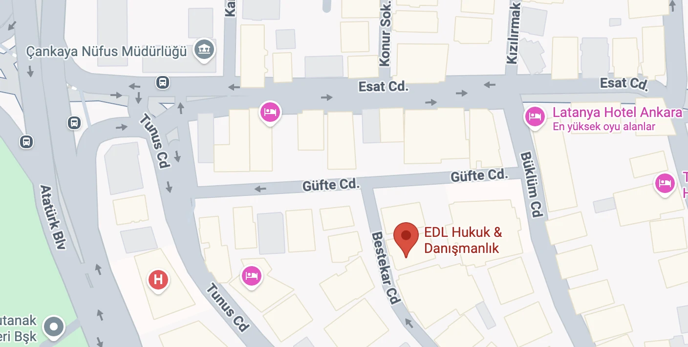 EDL Hukuk & Danışmanlık ofis konumu: Kavaklıdere Mahallesi Bestekar Caddesi Beste İş Merkezi, Çankaya, Ankara
